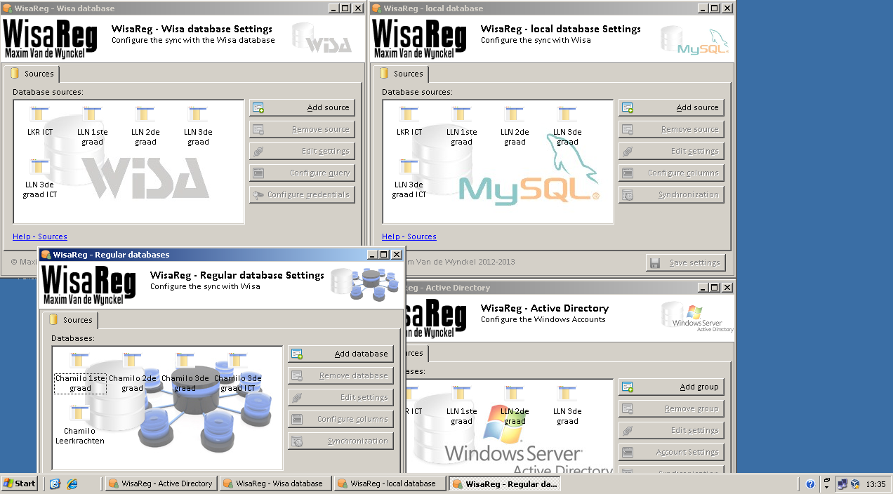 User interface of WisaReg